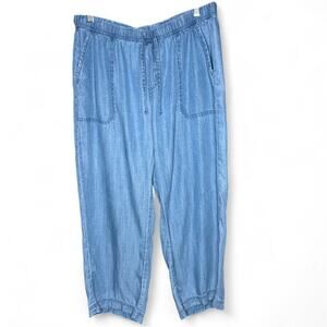 Splendid Tencel Lyocell Chambray Drawstring Elastic Cropped Pants Women’s Size L